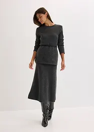 Maglia con percentuale di lana e cinturina in similpelle, bonprix