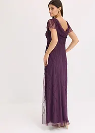 Abito lungo in tulle delicato con ricamo e perline, bonprix