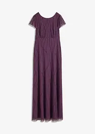 Abito lungo in tulle delicato con ricamo e perline, bonprix