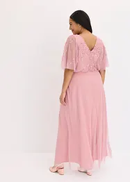 Abito lungo in tulle raffinato con paillettes, bonprix