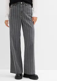 Jeans wide leg con effetti destroyed, vita alta, bonprix