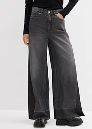 Jeans wide leg con inserto, vita alta, bonprix
