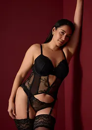 Corsetto con ferretto e perizoma con delicati ricami (set 2 pezzi), bonprix