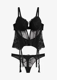 Corsetto con ferretto e perizoma con delicati ricami (set 2 pezzi), bonprix
