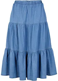 Gonna di jeans midi a balze, bonprix