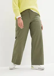 Pantaloni cargo in cotone, vita media, bonprix