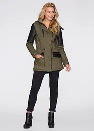 Parka con inserti in similpelle, bonprix