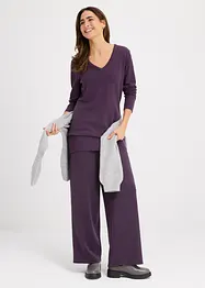 Maglione lungo basic in filato fine con scollo a V, bonprix