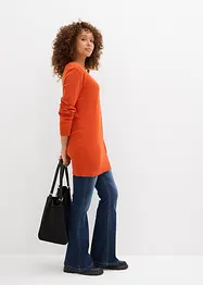 Maglione lungo basic in filato fine con scollo a V, bonprix