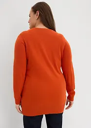 Maglione lungo basic in filato fine con scollo a V, bonprix