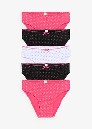 Slip con cotone morbido e fiocchetto in satin (pacco da 5), bonprix