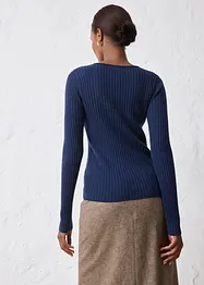 Maglione a costine in lana merino, bonprix