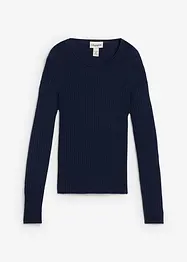 Maglione a costine in lana merino, bonprix