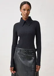 Maglione a coste in lana merino, bonprix