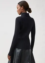 Maglione a coste in lana merino, bonprix