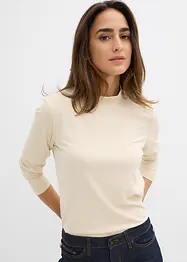 Maglia a maniche lunghe con collo dritto e poliammide riciclata, bonprix