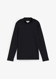 Maglia a maniche lunghe con collo dritto e poliammide riciclata, bonprix