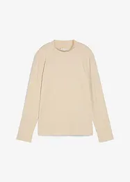 Maglia a maniche lunghe con collo dritto e poliammide riciclata, bonprix