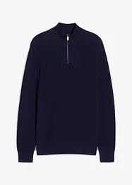 Maglione con mezza zip in puro cotone, bonprix