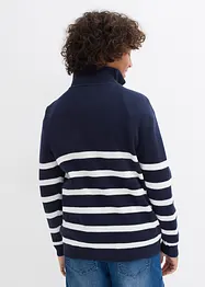 Maglione con mezza zip in filato fine di puro cotone, bonprix