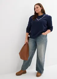 Felpa in misto cotone con ricamo, bonprix
