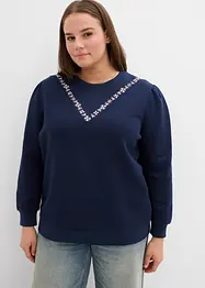 Felpa in misto cotone con ricamo, bonprix