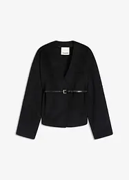 Blazer oversize effetto lana sfoderato, con cintura, bonprix