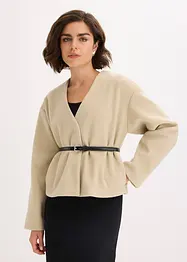 Blazer oversize effetto lana sfoderato, con cintura, bonprix