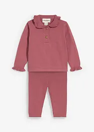 Maglia con colletto con volant e leggings (set 2 pezzi), bonprix