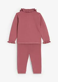 Maglia con colletto con volant e leggings (set 2 pezzi), bonprix