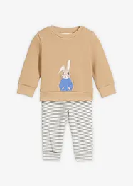Maglia a maniche lunghe e pantaloni in felpa di puro cotone biologico (set 2 pezzi), bonprix
