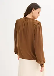 Blusa di satin con finiture in pizzo, bonprix