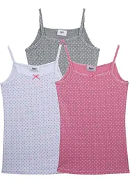 Canottiera con cotone morbido e fiocco in satin (pacco da 3), bonprix