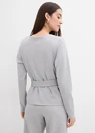 Maglia a maniche lunghe con cintura da annodare in misto viscosa, bonprix