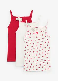 Canottiera a coste morbide con fiocco in satin (pacco da 3), bonprix