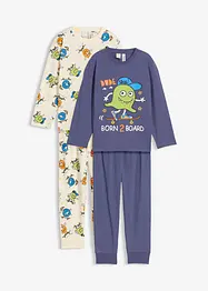Pigiama in puro cotone biologico (set 4 pezzi), bonprix