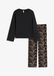 Pigiama con maglia a costine e pantaloni larghi, bonprix
