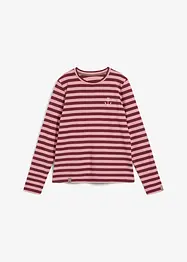 Maglia a maniche lunghe a righe con ricamo, bonprix