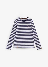 Maglia a maniche lunghe a righe con ricamo, bonprix
