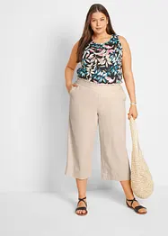Pantaloni culotte cropped in misto lino leggero, bonprix