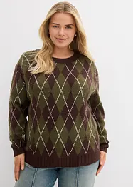 Maglione in filato fine a quadri, bonprix