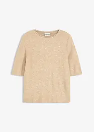 Maglione a mezze maniche con paillettes e filato lucido, bonprix