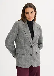 Blazer con motivo spigato in misto lana, bonprix