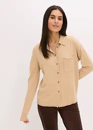 Cardigan effetto camicia in filato fine, bonprix