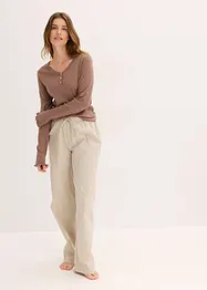 Tuta da casa con maglia a coste e pantaloni in tessuto, bonprix