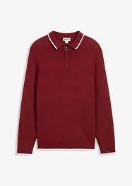 Maglione con colletto a polo e cotone riciclato, bonprix