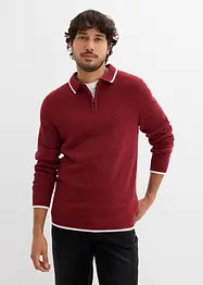 Maglione con colletto a polo e cotone riciclato, bonprix