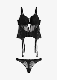 Corsetto con ferretto e perizoma con delicati ricami (set 2 pezzi), bonprix