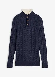 Maglione con colletto alto con bottoni, bonprix