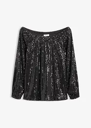 Maglia con spalle scoperte oversize con paillettes, bonprix